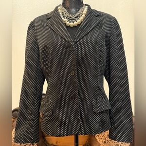 Isaac Hazan Vintage Black Polka Dot Women's Blazer Size 10